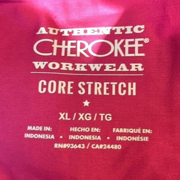 Cherokee Workwear Core Stretch Scrub Top XL Womens Pink Short Sleeve V-Neck With - Picture 2 of 7